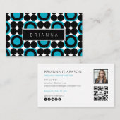 Carte De Visite Design moderne audacieux avec photo et code QR (Devant / Derrière)