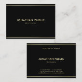 Carte De Visite Design moderne Black Gold Luxury Cool Simple Plain (Devant / Derrière)