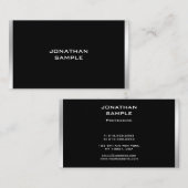 Carte De Visite Design moderne Black Silver professionnel élégant (Devant / Derrière)