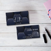 Carte De Visite Design moderne bleu & blanc, Professionnel