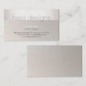 Carte De Visite Design moderne chic Faux Argent Foil et Taupe (Devant / Derrière)