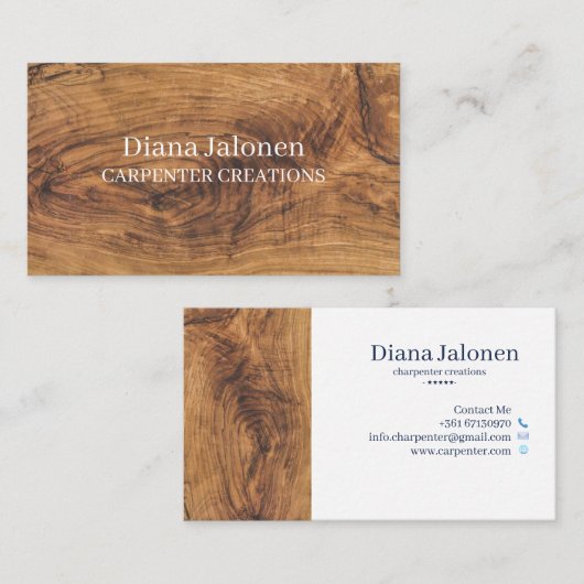 Carte De Visite Design Moderne Construction de menuiserie En Bois (Devant / Derrière)