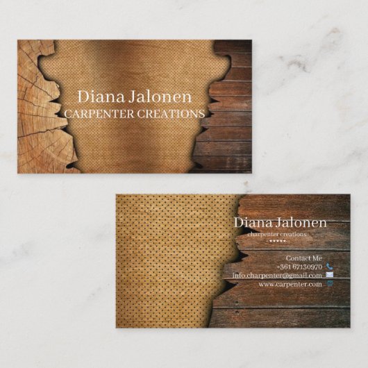 Carte De Visite Design Moderne Construction de menuiserie en bois  (Devant / Derrière)