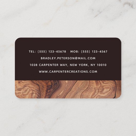 Carte De Visite Design Moderne Construction de menuiserie En Bois (Dos)