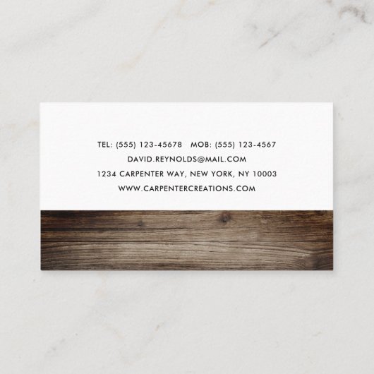 Carte De Visite Design Moderne Construction de menuiserie en bois  (Dos)