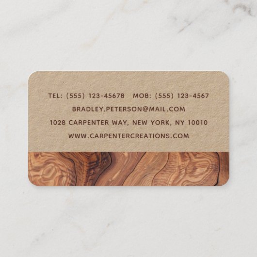 Carte De Visite Design Moderne Construction de menuiserie En Bois (Dos)