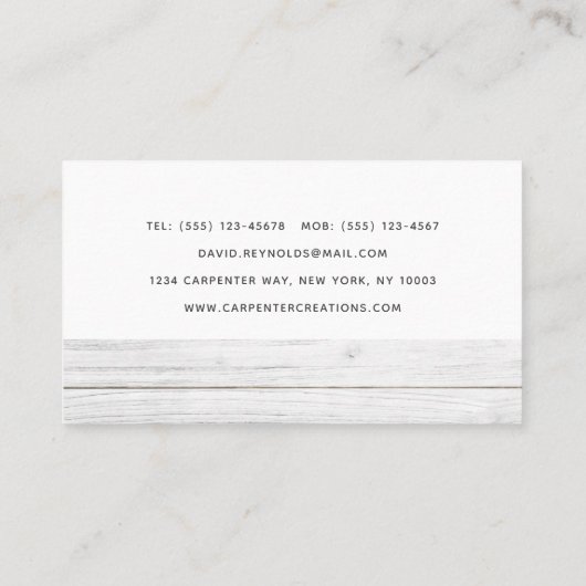 Carte De Visite Design Moderne Construction de menuiserie en bois  (Dos)