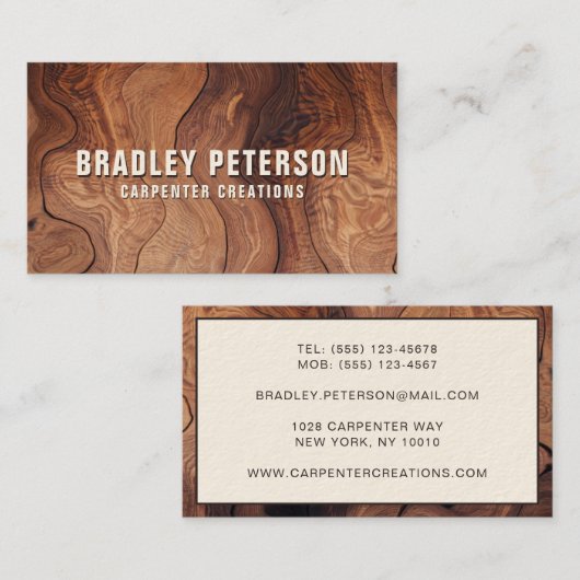 Carte De Visite Design Moderne Construction de menuiserie En Bois (Devant / Derrière)
