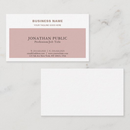 Carte De Visite Design moderne Couleurs Professionnel Chic Plain (Devant / Derrière)