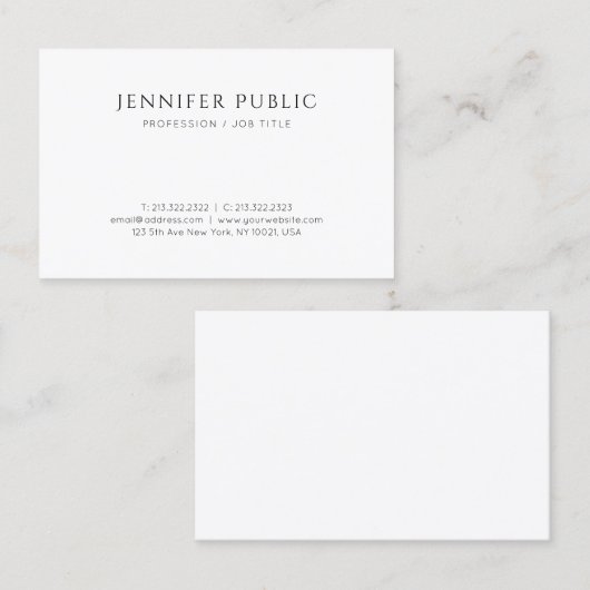 Carte De Visite Design moderne créatif Simple Simple Plain Profess (Devant / Derrière)