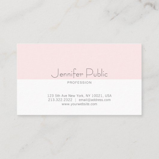 Carte De Visite Design moderne Design épuré Design rose pâle tenda (Dos)