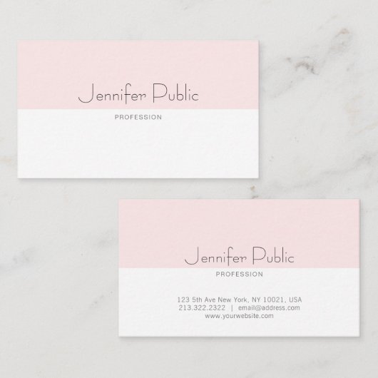 Carte De Visite Design moderne Design épuré Design rose pâle tenda (Devant / Derrière)