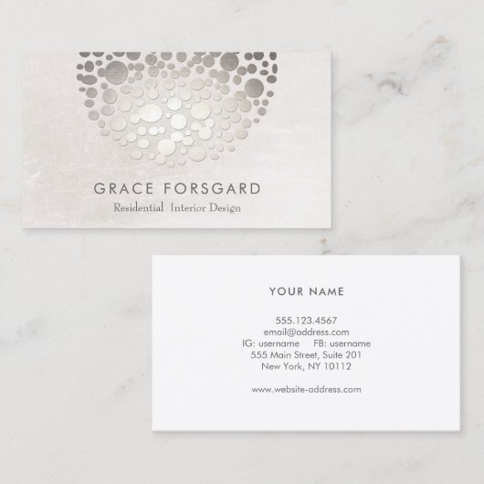 Carte De Visite Design moderne Design intérieur Designer argent et (Devant / Derrière)