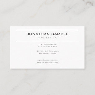 Carte De Visite Design moderne élégant Design épuré blanc tendance