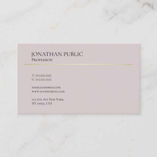 Carte De Visite Design moderne élégant Propre Plain Professionnel (Devant)