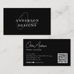 Carte De Visite Design moderne élégant Script QR Code Social Media