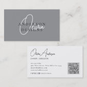 Carte De Visite Design moderne élégant Script QR Code Social Media (Devant / Derrière)