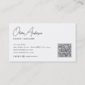 Carte De Visite Design moderne élégant Script QR Code Social Media (Dos)