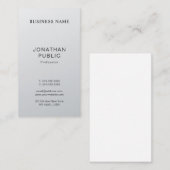 Carte De Visite Design moderne élégant Silver Look Plain Luxe (Devant / Derrière)
