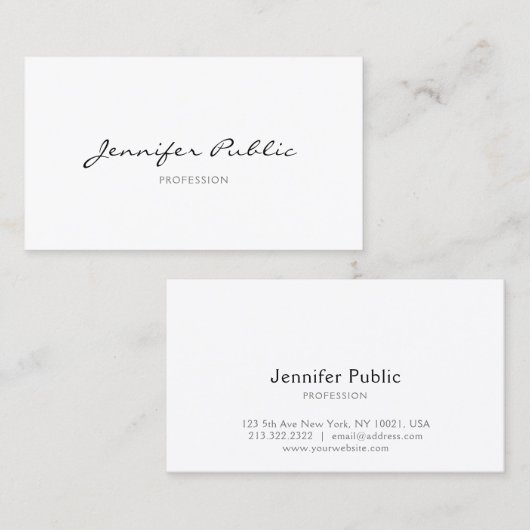 Carte De Visite Design Moderne Élégante Calligraphie Simple Simple (Devant / Derrière)