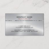 Carte De Visite Design moderne en argent métallique look acier ino (Dos)