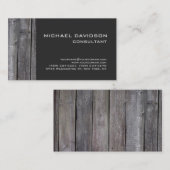 Carte De Visite Design moderne en bois gris élégant (Devant / Derrière)