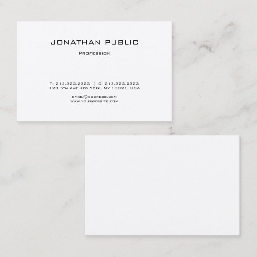 Carte De Visite Design moderne épuré et élégant, sobriété branchée (Devant / Derrière)