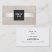 Carte De Visite Design moderne et chic soie look lin rayé (Devant / Derrière)