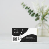 Carte De Visite Design moderne et code QR Nettoyeur de maison uniq (Debout devant)