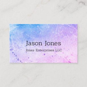 Carte De Visite design moderne et élégant aquarelle bleu et viol