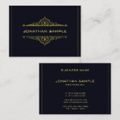 Carte De Visite Design moderne et élégant Modèle d'or noir élégant (Devant / Derrière)
