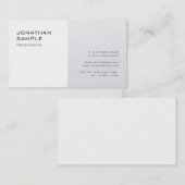 Carte De Visite Design moderne et élégant Silver White Plain (Devant / Derrière)