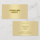 Carte De Visite Design moderne Faux Gold Elégant Top Modèle (Devant / Derrière)