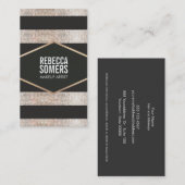 Carte De Visite Design Moderne Faux Sequin Beauté striée (Devant / Derrière)