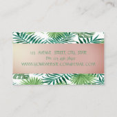 Carte De Visite Design moderne, Feuilles Tropical Palm, Flamants r (Dos)