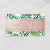 Carte De Visite Design moderne, Feuilles Tropical Palm, Flamants r (Dos)