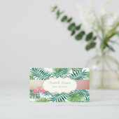 Carte De Visite Design moderne, Feuilles Tropical Palm, Flamants r (Debout devant)