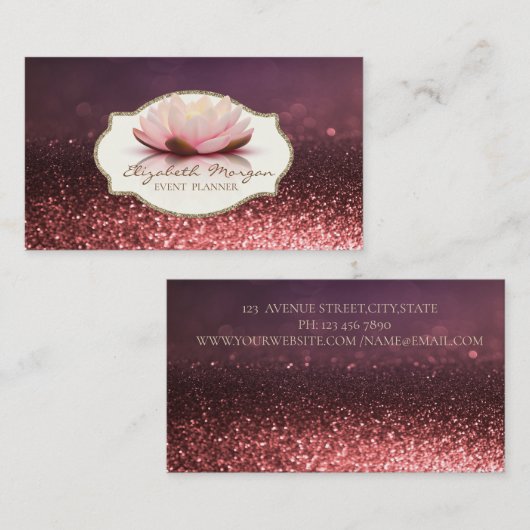 Carte De Visite Design moderne, Frame Lotus Parties scintillant Fl (Devant / Derrière)