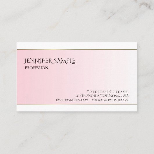 Carte De Visite Design moderne glamour rose Or simple tendance (Devant)