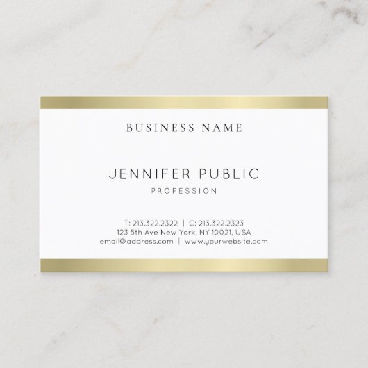 Carte De Visite Design moderne Gold Look Design Clean Plain Profes (Devant)