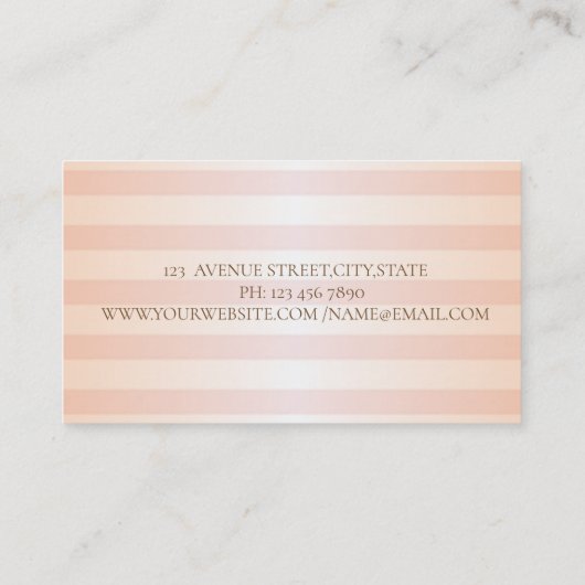 Carte De Visite Design Moderne Grillé, Cadre Or, Rose (Dos)