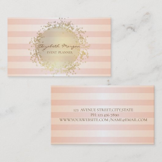 Carte De Visite Design Moderne Grillé, Or (Devant / Derrière)