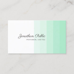 Carte De Visite Design moderne Menthe Vert Blanc blanc manuscrit