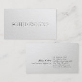 Carte De Visite Design moderne minimal Argent blanc Embossé Texte (Devant / Derrière)