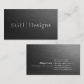 Carte De Visite Design moderne minimal Argent Noir Embossé Texte (Devant / Derrière)