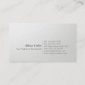 Carte De Visite Design moderne minimal Blanc & Or Texte Embossé (Dos)