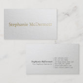 Carte De Visite Design moderne minimal Blanc & Or Texte Embossé (Devant / Derrière)