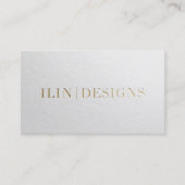 Carte De Visite Design moderne minimal Blanc & Or Texte Embossé (Devant)