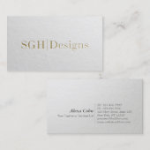 Carte De Visite Design moderne minimal Blanc & Or Texte Embossé (Devant / Derrière)