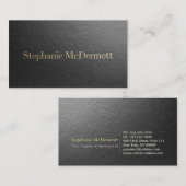 Carte De Visite Design moderne minimal Noir & Or Texte Embossé (Devant / Derrière)